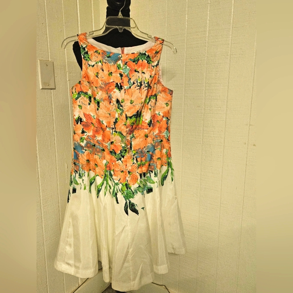 Julian Taylor Sleeveless Floral Design Midi Dress Size 8